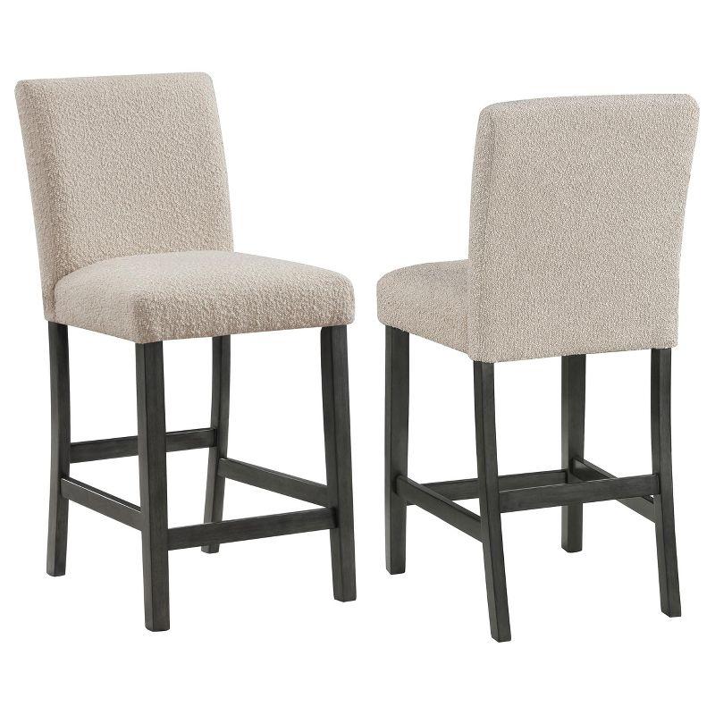 Alba Boucle Upholstered Black Wood Counter Stools Set of 2