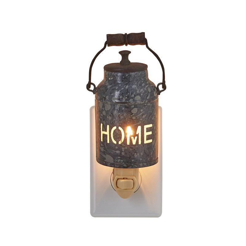 Rustic Galvanized Metal Home Canister Night Light