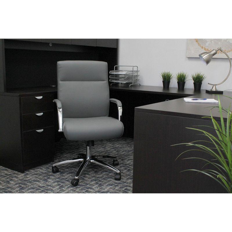 Ergonomic Executive Swivel Chair in Breathable Gray Vinyl