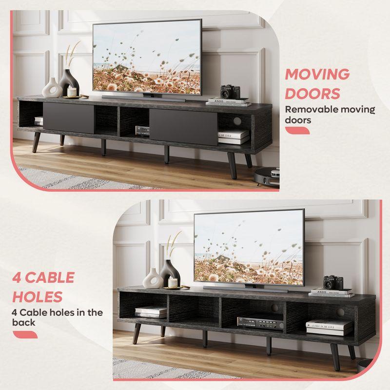 Bestier 70 inch Mid Century Modern TV Stand,Low Profile TV Console for 75 inch TV in Living Room,Black