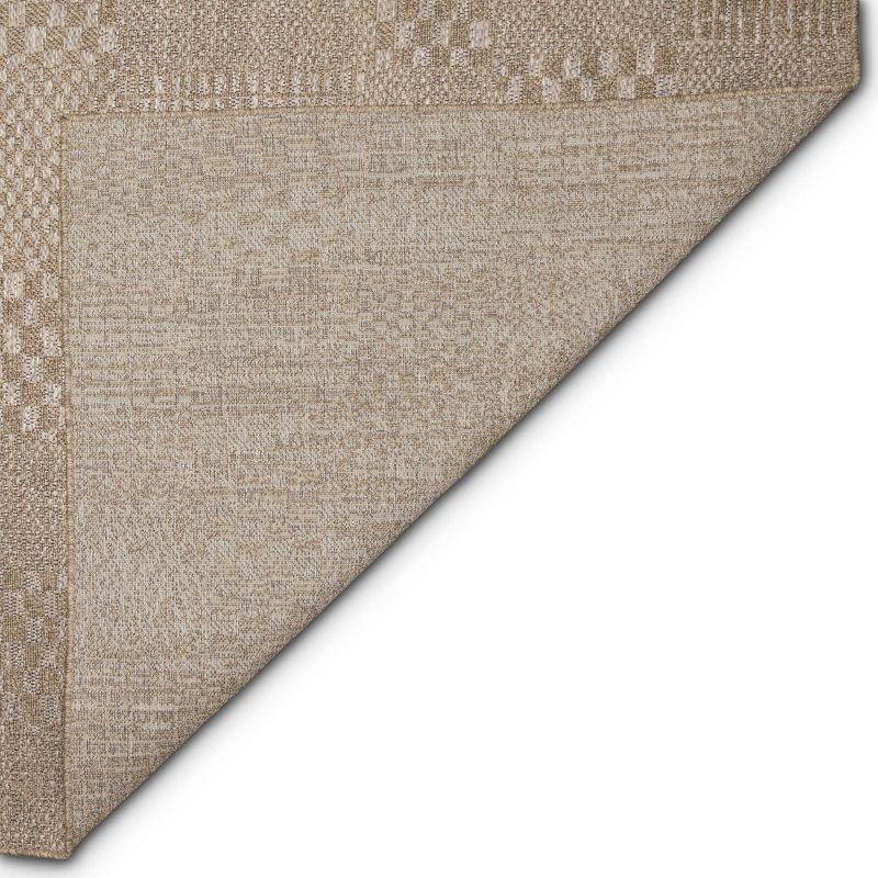 Ivory Flat Woven Square Stain-Resistant Synthetic Rug