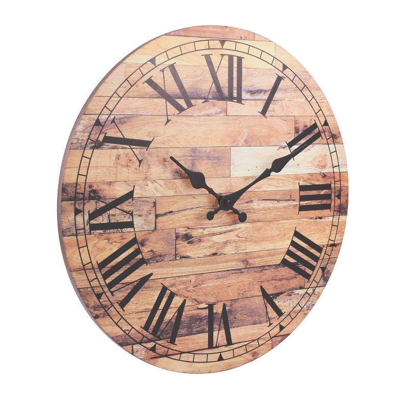 Wooden Roman Numeral Wall Clock Brown - Stonebriar Collection