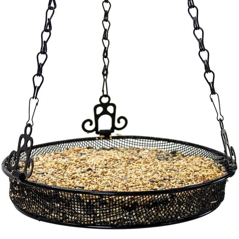 Sorbus Metal Bird Feeder Hanging Tray in Black