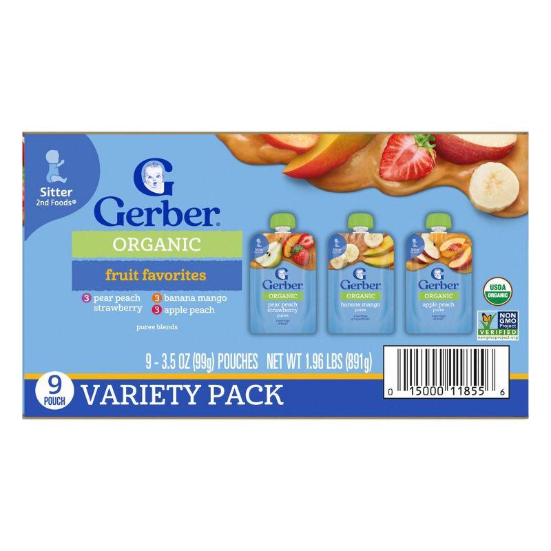Gerber Stage 2 Organic Baby Food Pouches - Fruit & Veggie Value Pack - 3.5oz/9pk