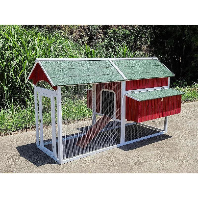 Midlee Red Barn Wooden Chicken Coop with Run Hen House Nesting Box Backyard Covered Enclosure