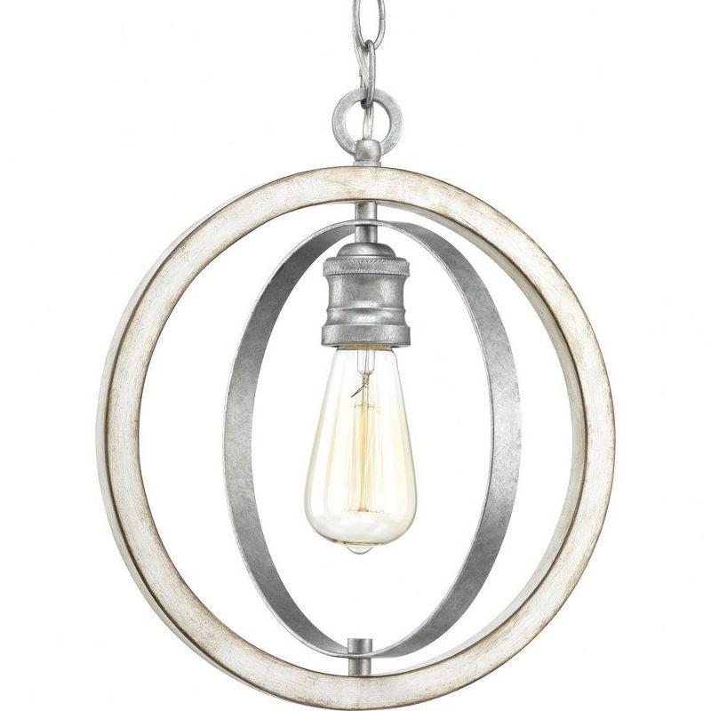 Progress Lighting, Conestee, 1-Light Mini-Pendant, Galvanized, Armillary Frame, Ideal for Rustic Farmhouse or Urban Industrial.