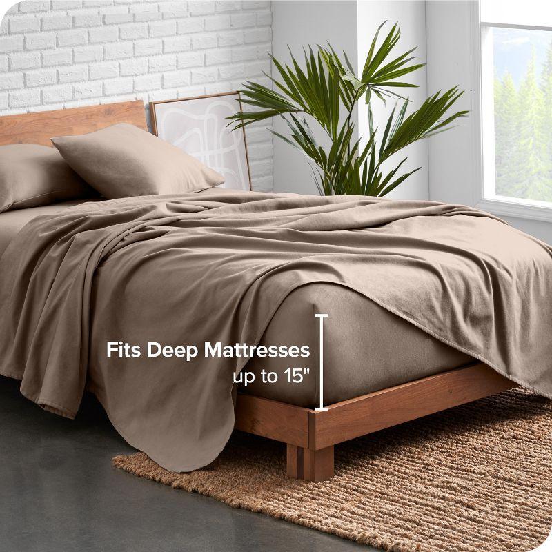 Taupe Organic Flannel Twin XL Sheet Set by Bare Home