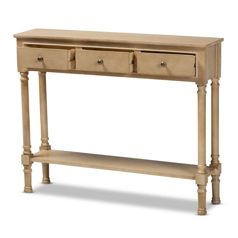 3 Drawer Calvin Wood Entryway Console Table - Baxton Studio