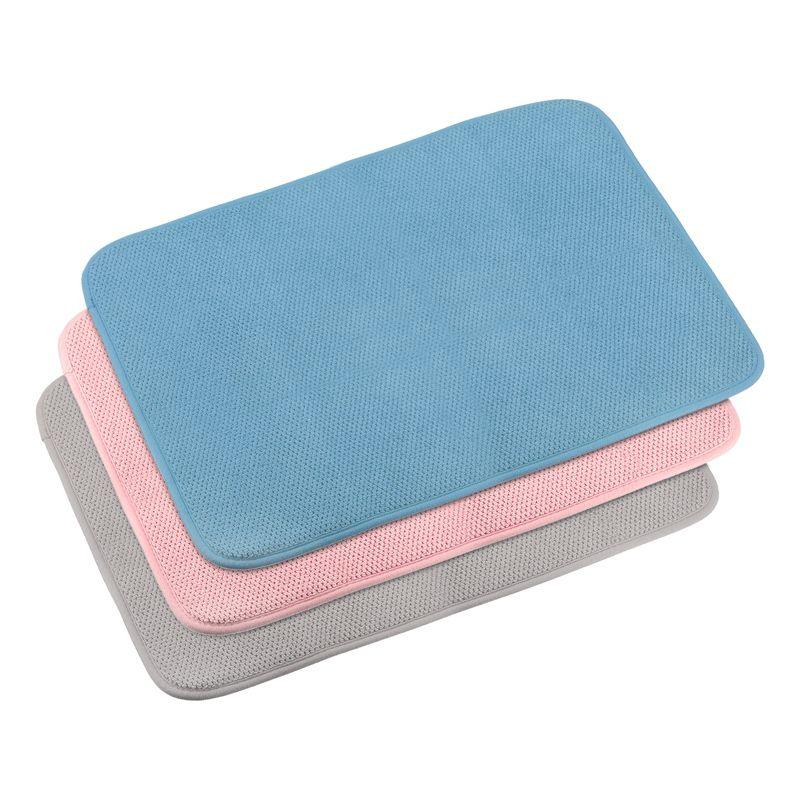 Microfiber Absorbent Reversible Dish Drying Mat Set - Blue, Pink, Grey