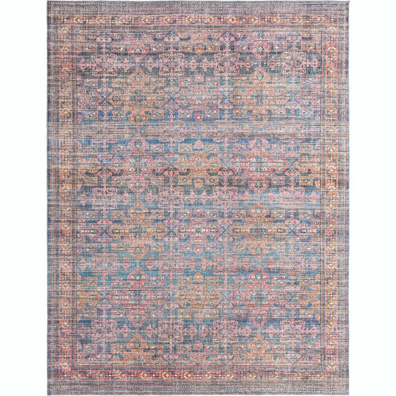 Nostalgia Antique Blue 9' x 12' Washable Synthetic Rug