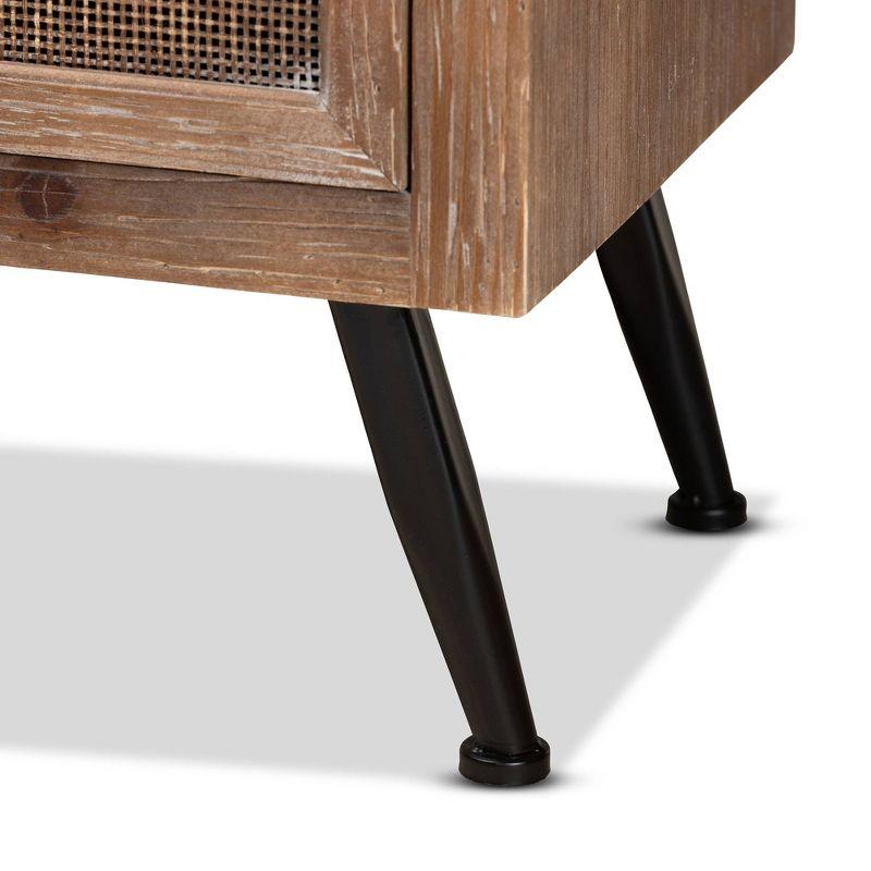 Calida Wood and Rattan 3 Drawer Storage Cabinet Brown - Baxton Studio