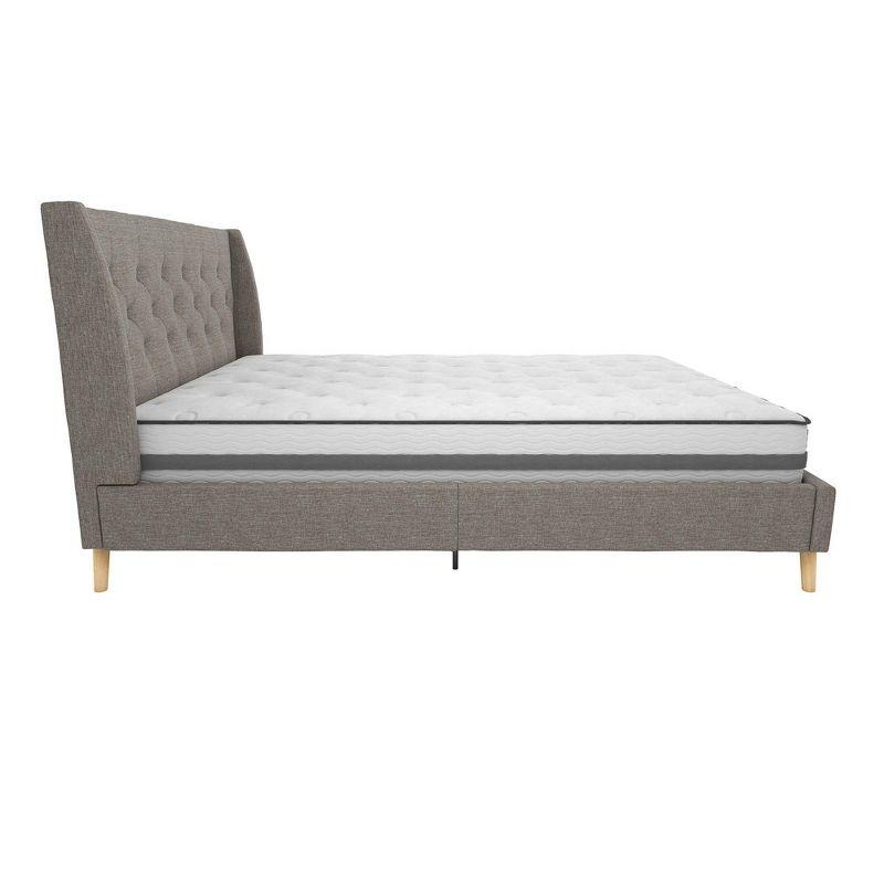 Gray Linen Tufted Upholstered Queen Bed with Wood Frame