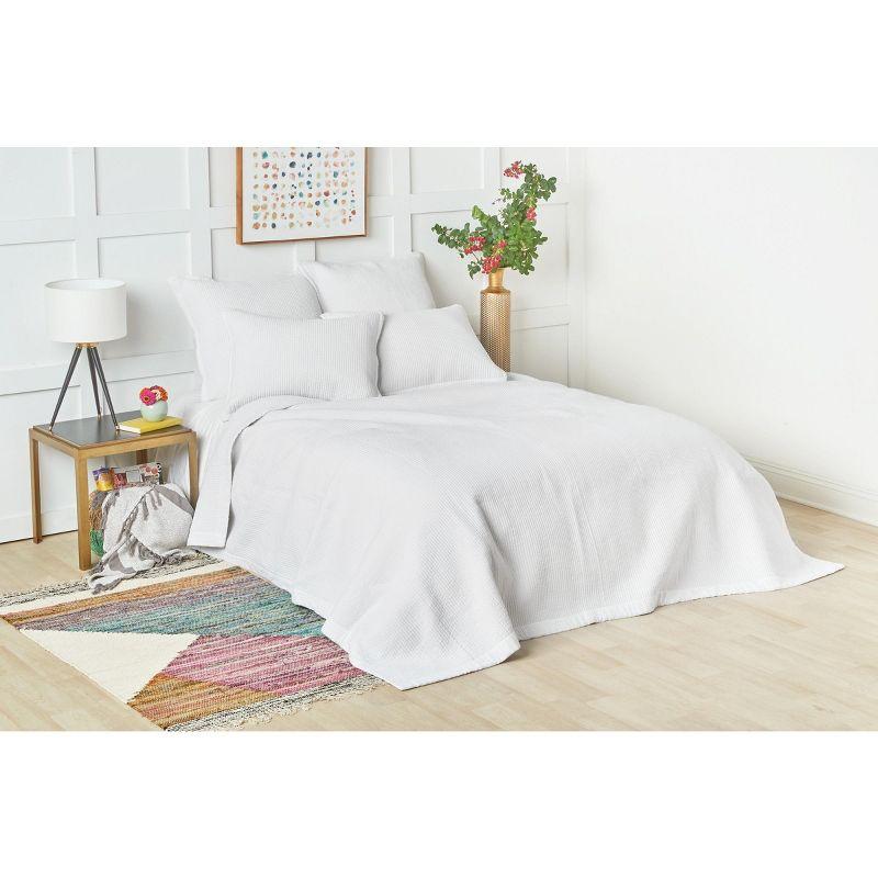 Bennett White Cotton Standard Sham with Woven Texture