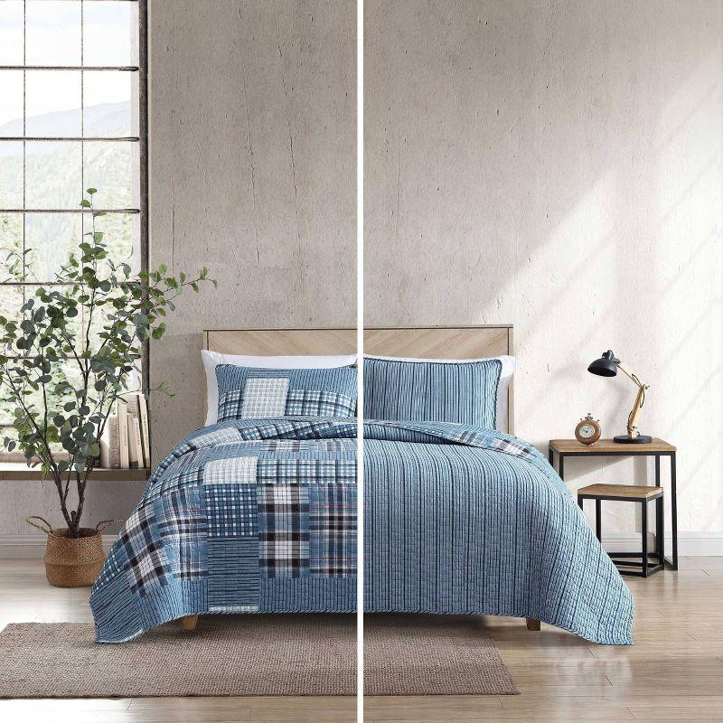 Eddie Bauer Hawthorne 100% Cotton Quilt Set Blue