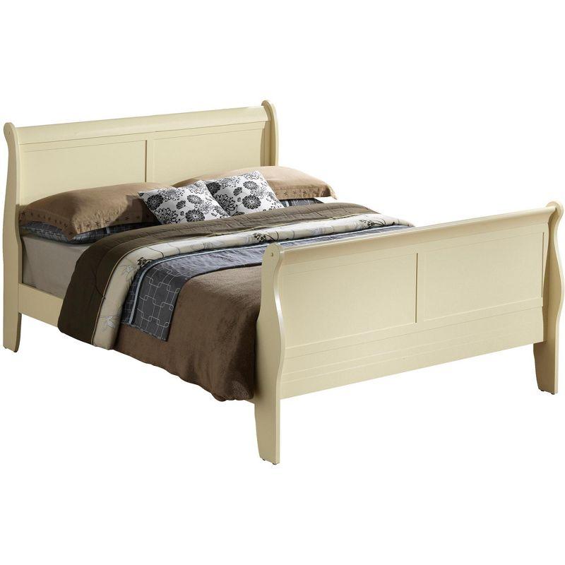 Passion Furniture Louis Philippe King Sleigh Wood Bed with High Footboard