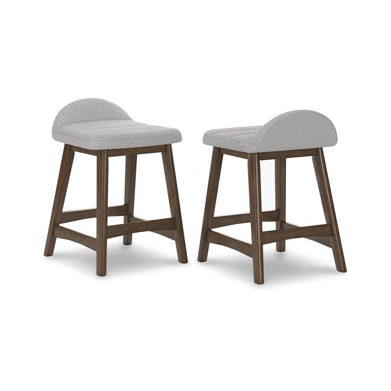 Signature Design by Ashley Lyncott Counter Height Upholstered Barstool with Foam Cushion, Set of 2, Light Gray