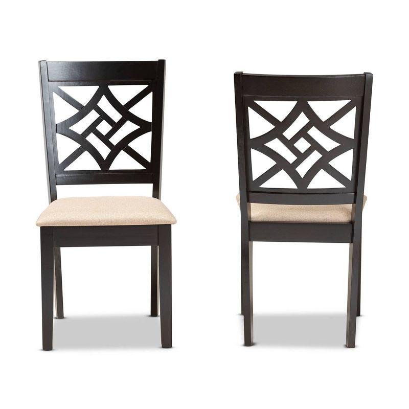 2pc Nicolette Fabric and Wood Dining Chairs Set - Baxton Studio