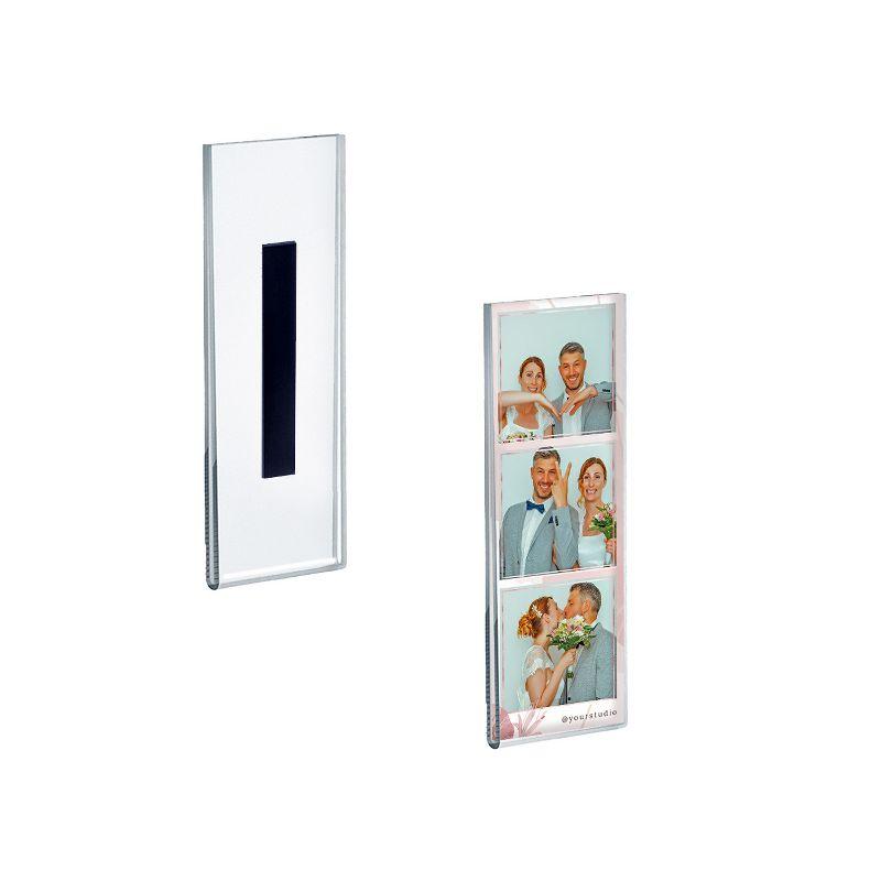 Azar Displays Clear Acrylic Magnet Back Sign Holder Frames 2" W x 7" H - Portrait / Vertical, 2-Pack (Set of 2)