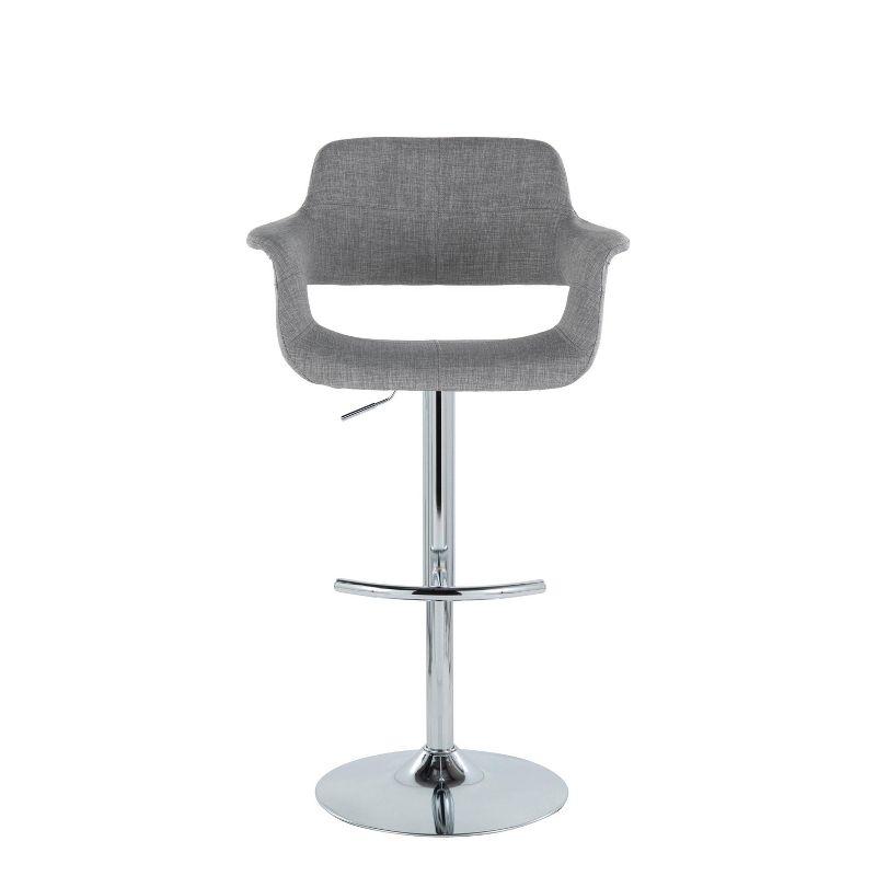 Retro Chic Chrome and Light Grey Adjustable Swivel Barstool Set