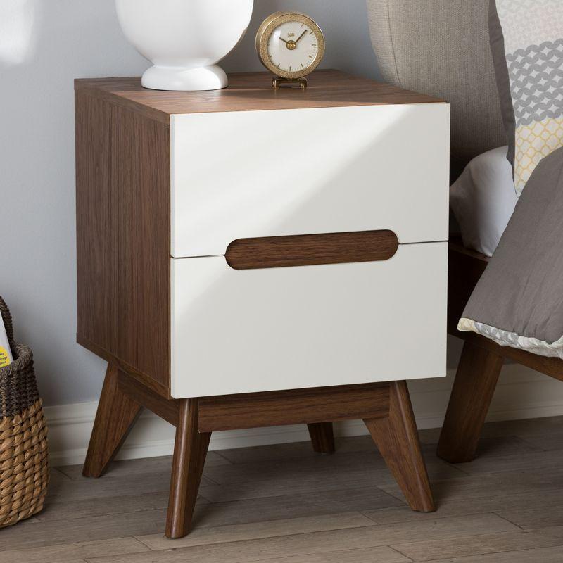 Calypso Mid - Century Modern Wood 3 - Drawer Storage Nightstand - Brown - Baxton Studio