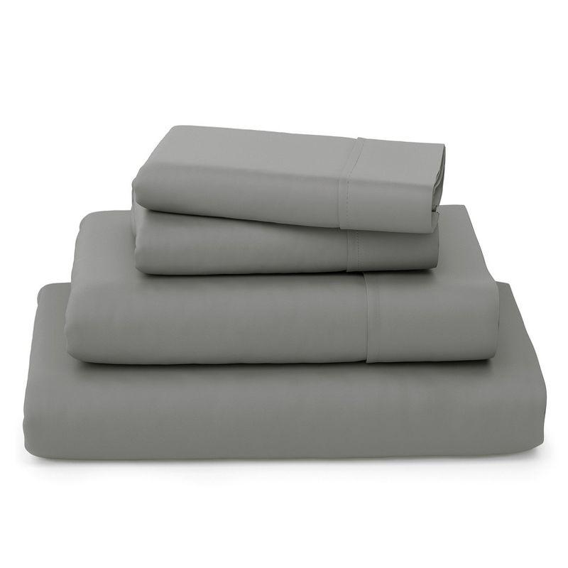 Gray Queen Organic Bamboo Cotton 4-Piece Bed Sheet Set