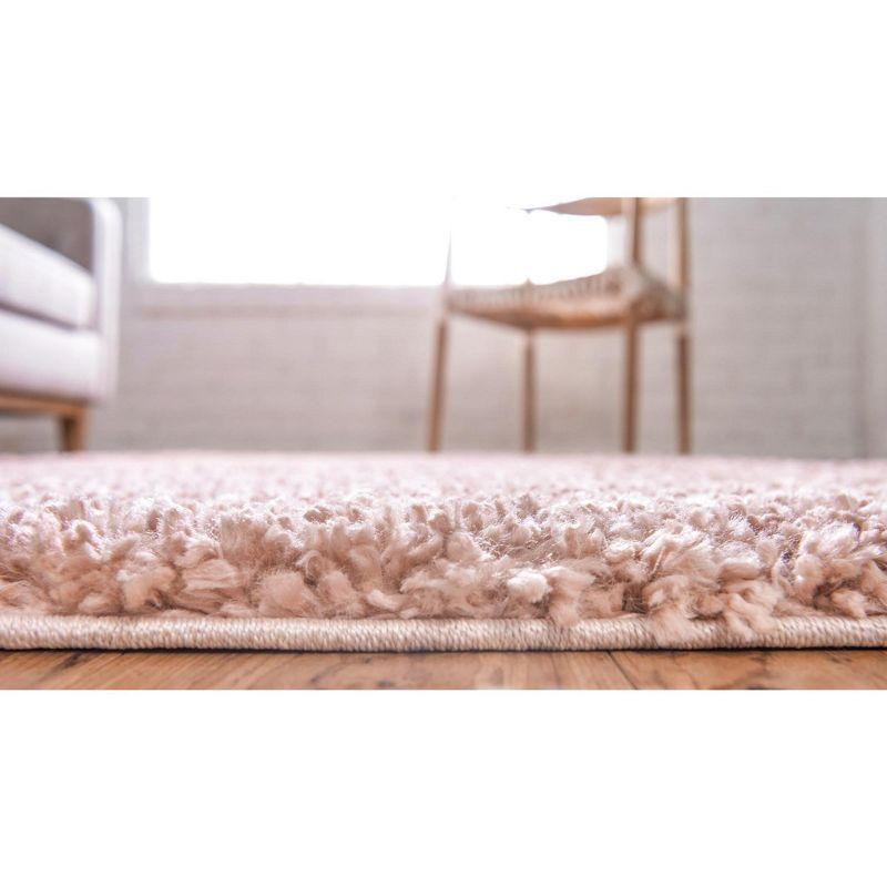 Dusty Rose Rectangular Shag Indoor Area Rug