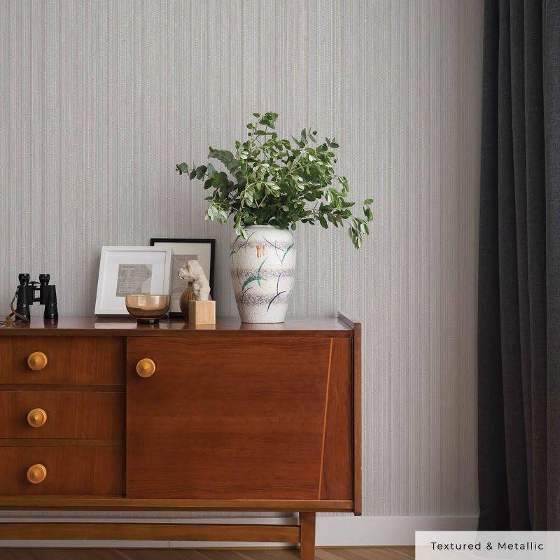 Tempaper & Co.® Faux Grasscloth Removable Peel and Stick Wallpaper, Textured Sterling Silver, 28 sq. ft.: Vinyl, Self-Adhesive