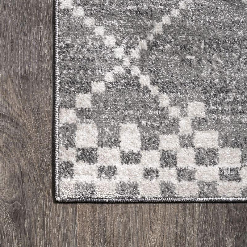 2'x8' Asilah Moroccan Modern Diamond Runner Rug, Gray - JONATHAN Y