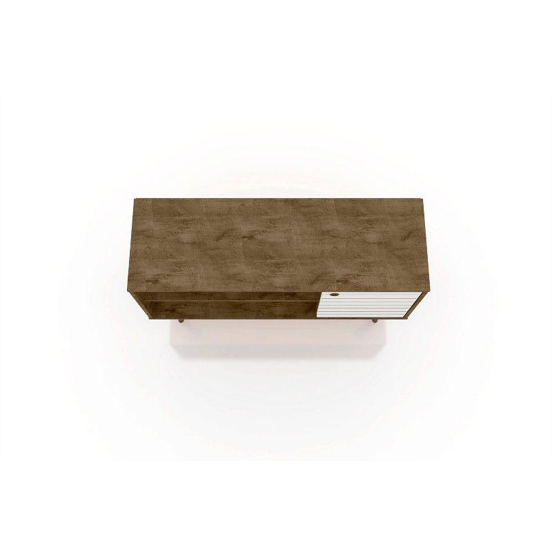 Manhattan Comfort Liberty Mid-Century Modern 2 Shelves and 1 Door TV Stand for TVs up to 46" Rustic Brown/White