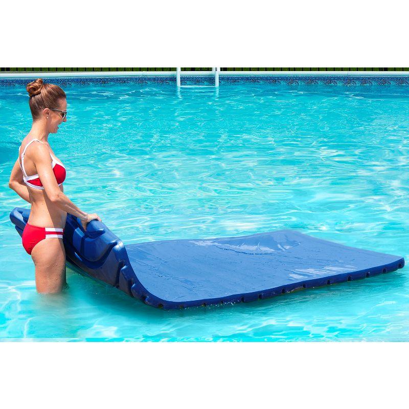 Big Joe Aquaria Roll Up Padded Soft Ripple Wave Floating Water Lounge Raft with Aqua Cell Foam Full Body Support for Swimming Pools, Blue