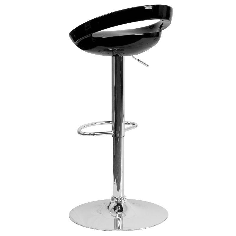 Flash Furniture Contemporary Black Plastic Adjustable Height Barstool with Rounded Cutout Back and Chrome Base