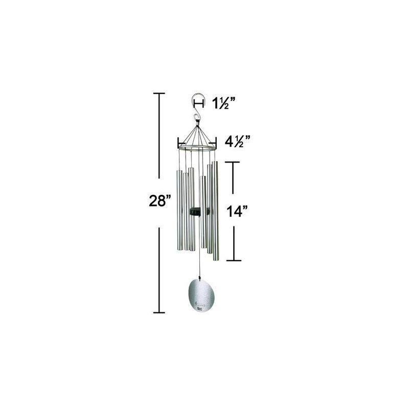 Nature's Melody Aureole Tunes Wind Chimes - 6-Tube Rustproof Aluminum Outdoor Windchime, B Pentatonic Scale - 28" - Silver