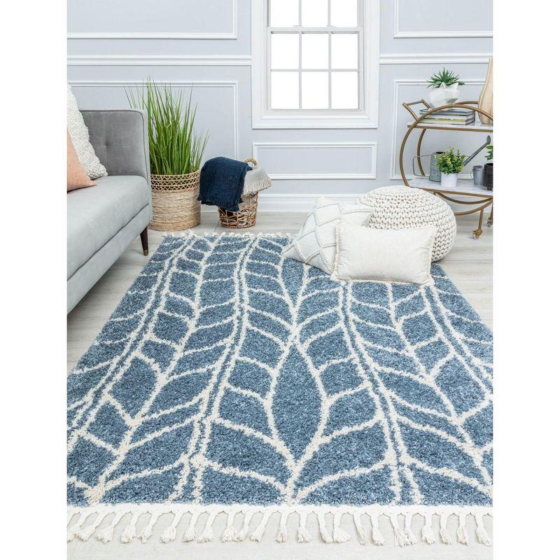 Sky Vine Blue and White Braided Geometric Area Rug