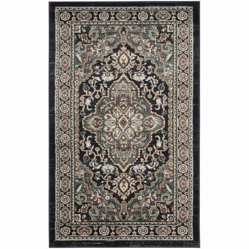 Lyndhurst LNH338 Power Loomed Area Rug - Anthracite/Teal - 4'x6' - Safavieh.