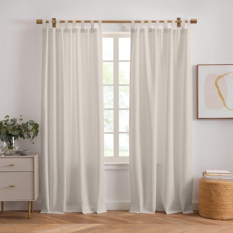 Ivory Light-Filtering Polyester Tab Top Window Panel