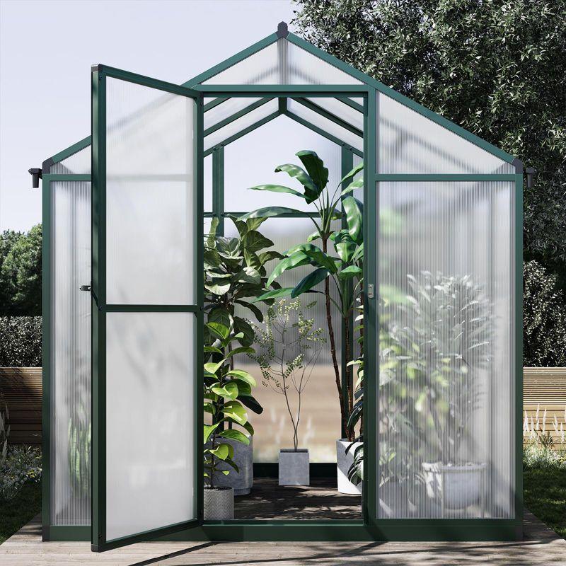 WhizMax 6.25 x 6 Ft Greenhouse for Outdoors, Aluminum Alloy & Polycarbonate Green House with Windows Vent, for Patio, Backyard, Garden,Green