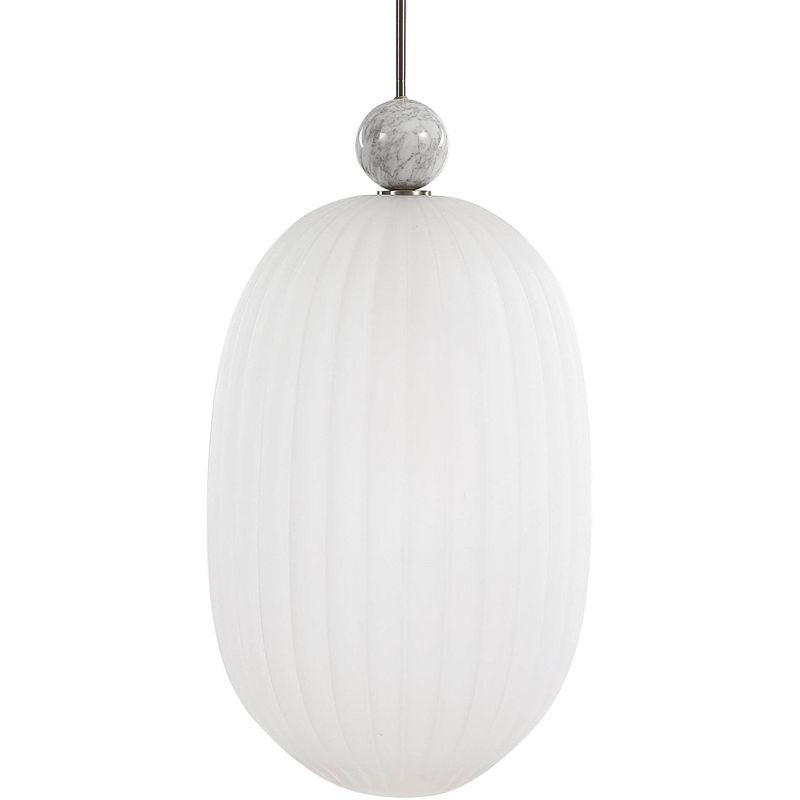 Brushed Nickel Pendant Light with White Melon Glass Shade