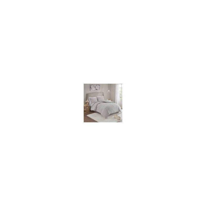 3pc King/California King Danica Tufted Chenille Floral Comforter Set Gray/White - Madison Park