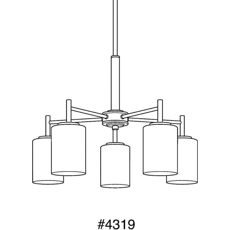 Progress Lighting Replay 5-Light Chandelier, Brushed Nickel, White Glass Shades