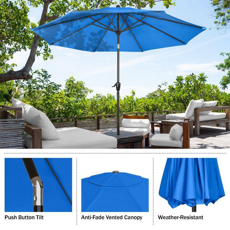 Nature Spring 10' Auto-Tilt Patio Umbrella - Blue