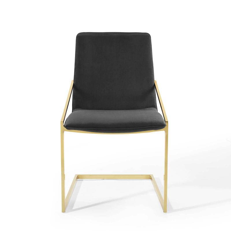 Elegant Gold Black Velvet Upholstered Armchair with Geometric Metal Frame