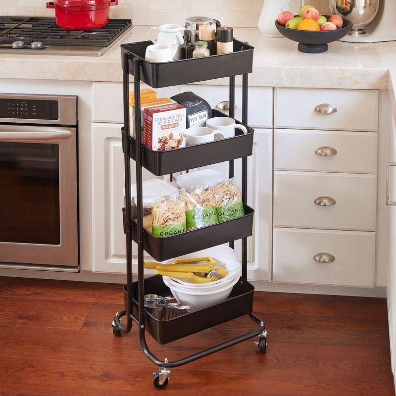 ECR4Kids 4-Tier Metal Rolling Utility Cart - Mobile Storage Organizer