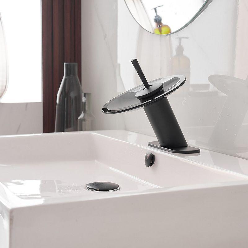 BWE Waterfall Single Hole Single-Handle Bathroom Faucet Sink Basin in Matte Black