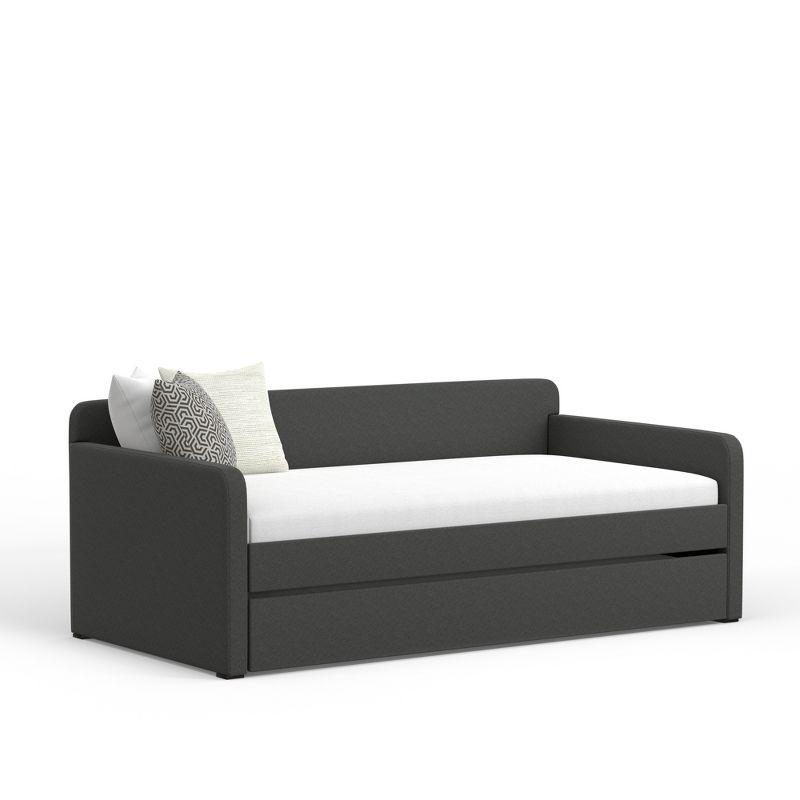 Twin Gray Upholstered Wood Frame Daybed with Tufted Upholstery