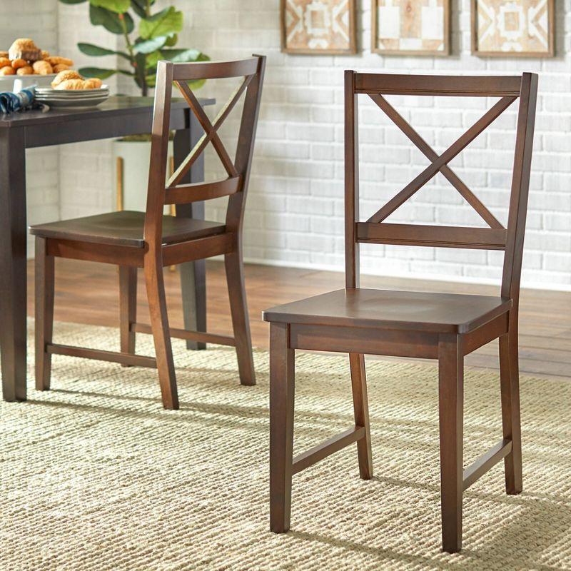 Set of 2 Virginia Farmhouse Crossback Dining Chairs Espresso - Buylateral: Rubberwood Frame, Unupholstered