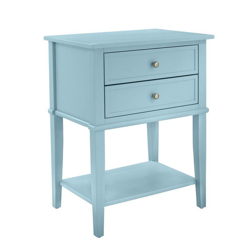 Franklin Blue Wood 2-Drawer Accent Table with Lower Shelf