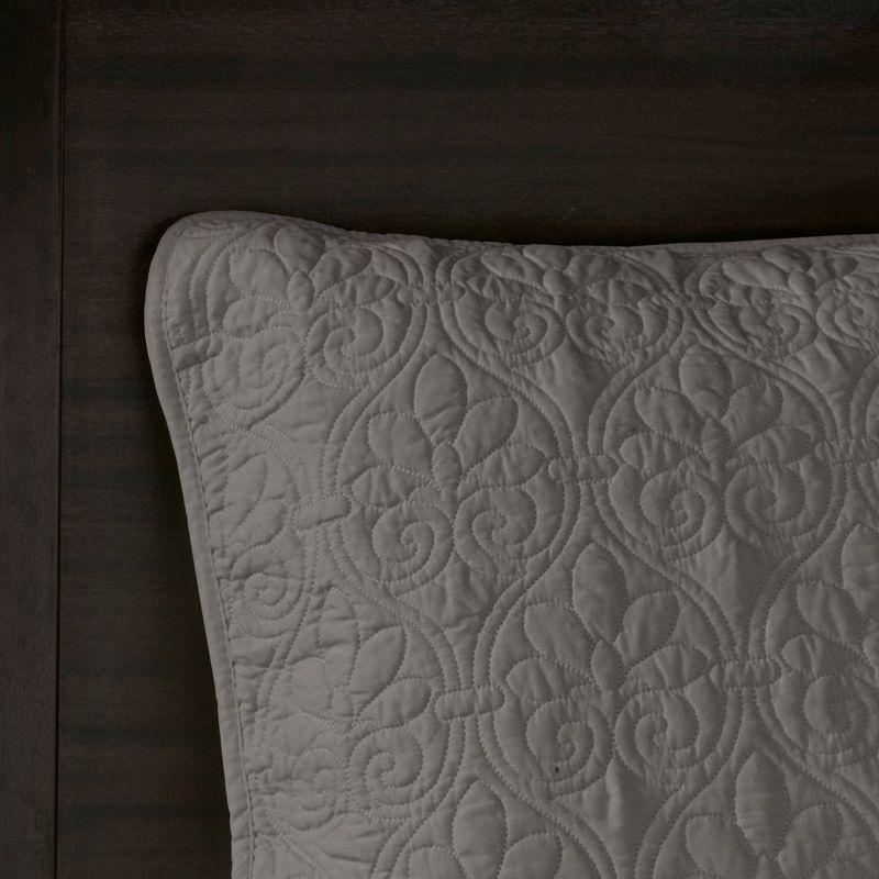 Cottage Charm Dark Grey Reversible Queen Bedspread Set with Classic Stitch