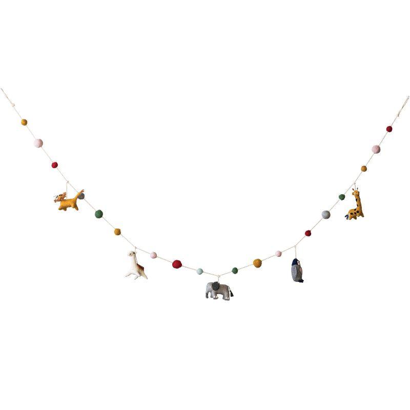 Storied Home Multicolor Wool Felt Animal Shaped Garland