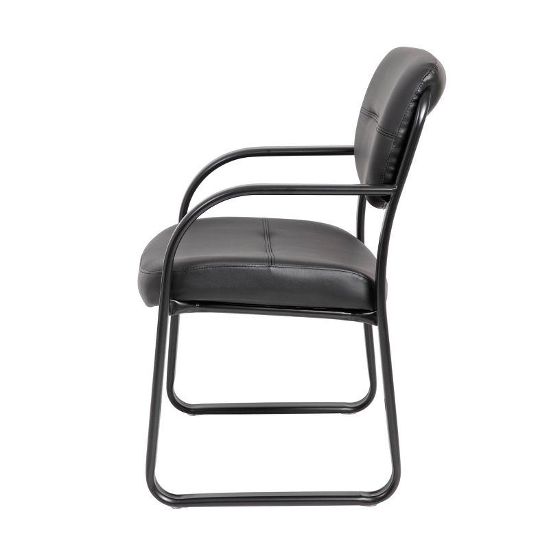 Elegant Black LeatherPlus Guest Chair with Metal Sled Base