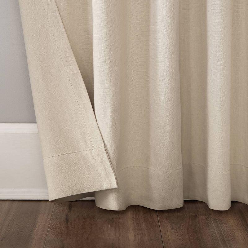 Ecru Linen Blend Light-Filtering Back Tab Curtain Panel